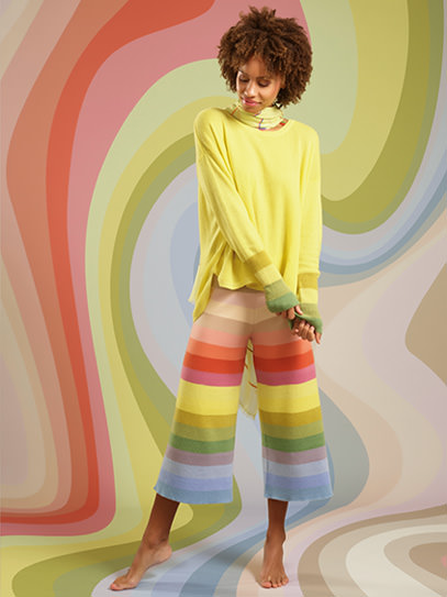 Sweater „Bluna Stripy Wrists“,  Trousers „Culotte Pastel-Stripes“ 