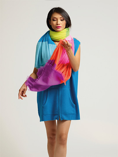 Hoody Vest „Carlotta“, Shawl „Felted Knit neon“