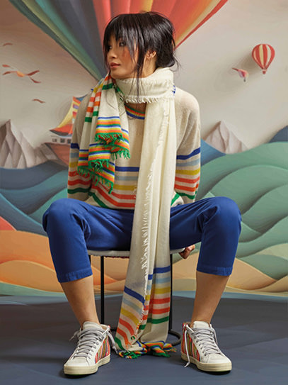 Sweater „Anne Retro“ multi; Shawl „Felted Knit Retro“ multi