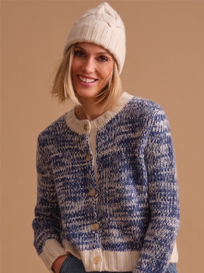 Cardigan „Falca“;Hat „Cable 1“ Chunky handknit 