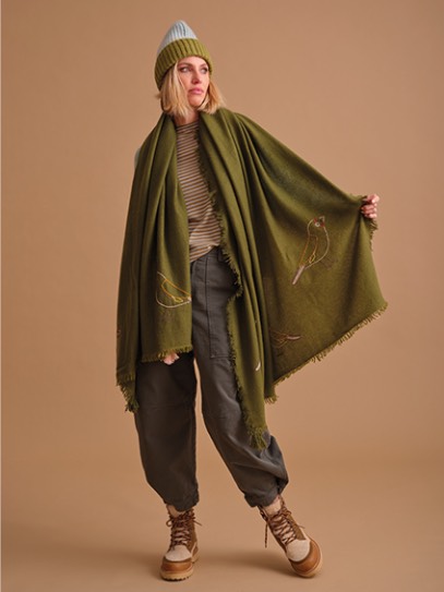 Shirt „Tizi“ Stripes;Shawl „Deep Forest“ Siskin