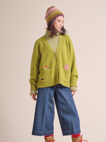 Cardigan &bdquo;Philippa Bear&ldquo;La Forestière;Sweater &bdquo;Nina&ldquo; Jacquart stripes;Hat &bdquo;Pauli&ldquo; Stripes