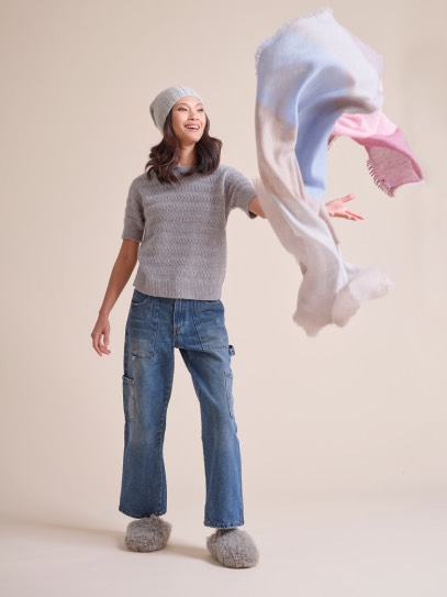 Sweater &bdquo;Holly&ldquo;;Shawl &bdquo;Tella&ldquo;;Hat &bdquo;cable 1&ldquo; (chunky)  