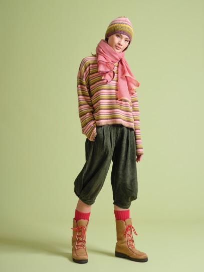 Sweater &bdquo;Brigitte&ldquo; stripesForest shades;Shawl &bdquo;Diamond Felted&ldquo;;Hat &bdquo;Pauli&ldquo; Stripes