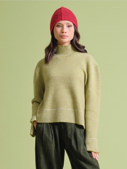 Sweater &bdquo;Nina&ldquo; Jacquart stripes;Hat &bdquo;Emilia&ldquo;