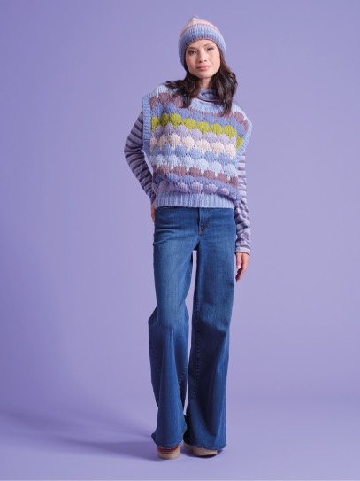 Pullunder &bdquo;Starlight&ldquo; handknit;Sweater &bdquo;Nunu&ldquo; stripes;Hat &bdquo;Pauli&ldquo; Stripes