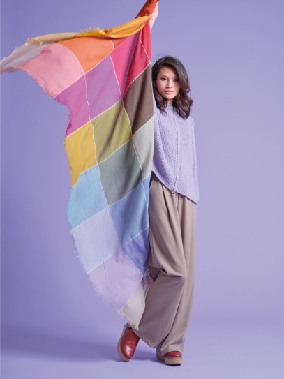 Cardigan &bdquo;Yael&ldquo; handknit;Shawl &bdquo;Cube&ldquo; multi