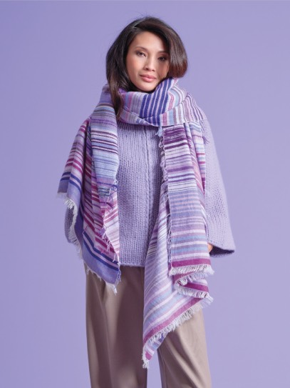 Cardigan &bdquo;Yael&ldquo; handknit;Plaid &bdquo;Gipsy&ldquo; Purple  