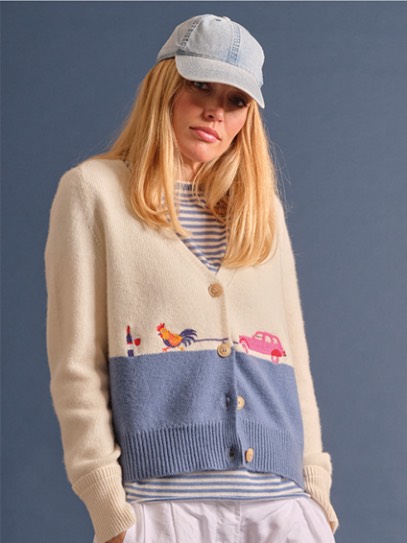 Cardigan &bdquo;Gwin&ldquo; Citroen; Shirt &bdquo;Nunu&ldquo; Stripes