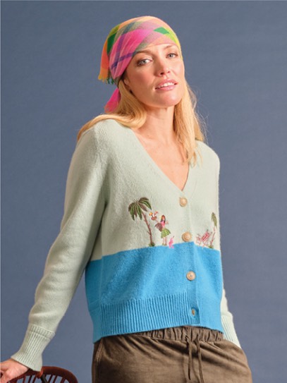 Cardigan &bdquo;Gwin&ldquo; Island; Shawl &bdquo;Square Mila&ldquo; Neon