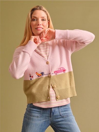 Cardigan &bdquo;Citroen&ldquo;;Sweater &bdquo;Tizi&ldquo; Stripes;Shawl &bdquo;Wine&ldquo;